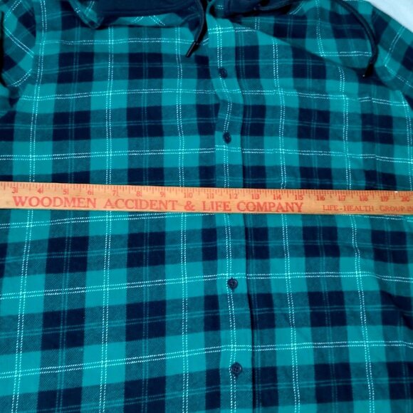 Vintage 1990s Oakley Shirt XL Teal Black Flannel Hooded Skater Long Skate Retro - Picture 5 of 16